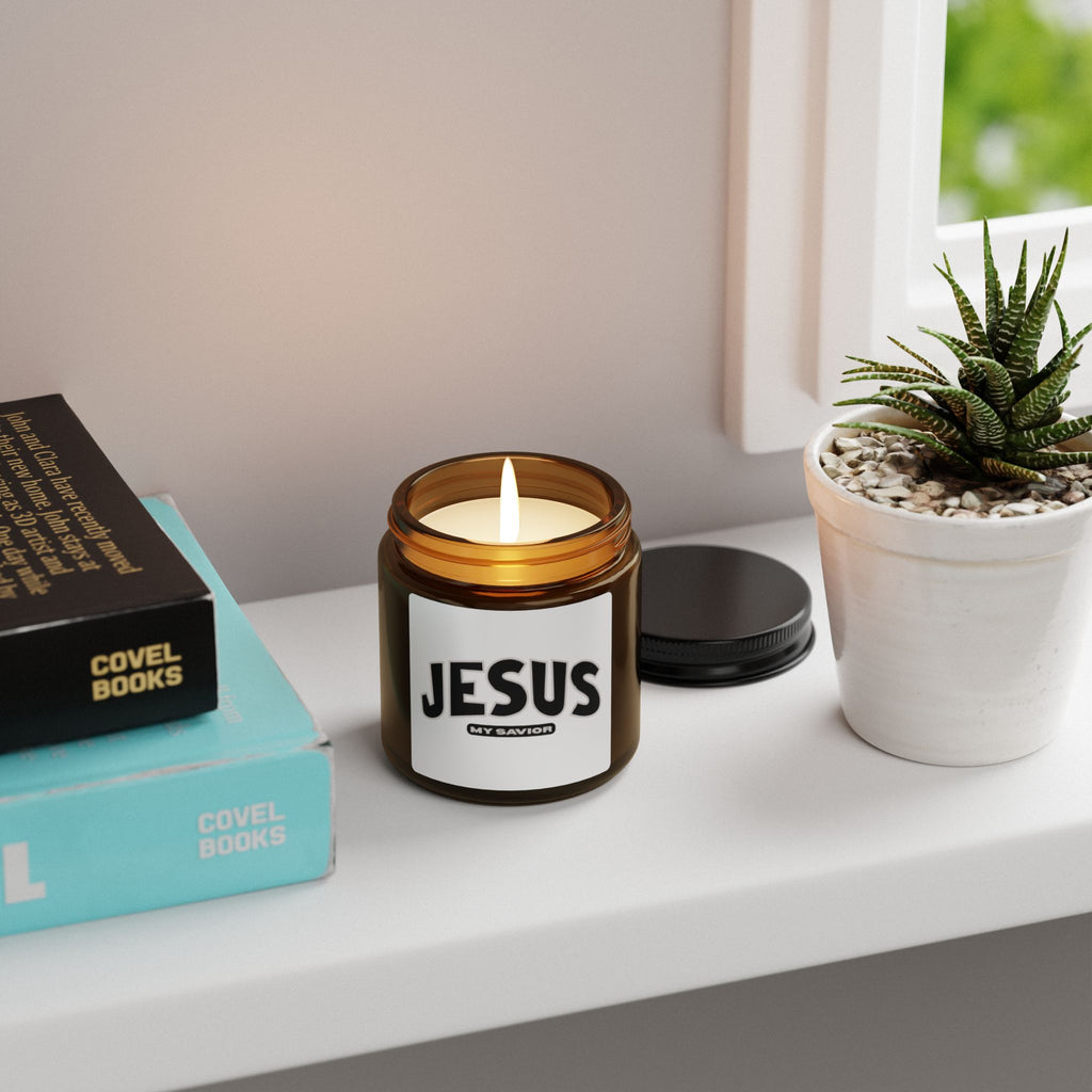 Jesus Scented Soy Candle (Multi-Size, Amber Jar)
