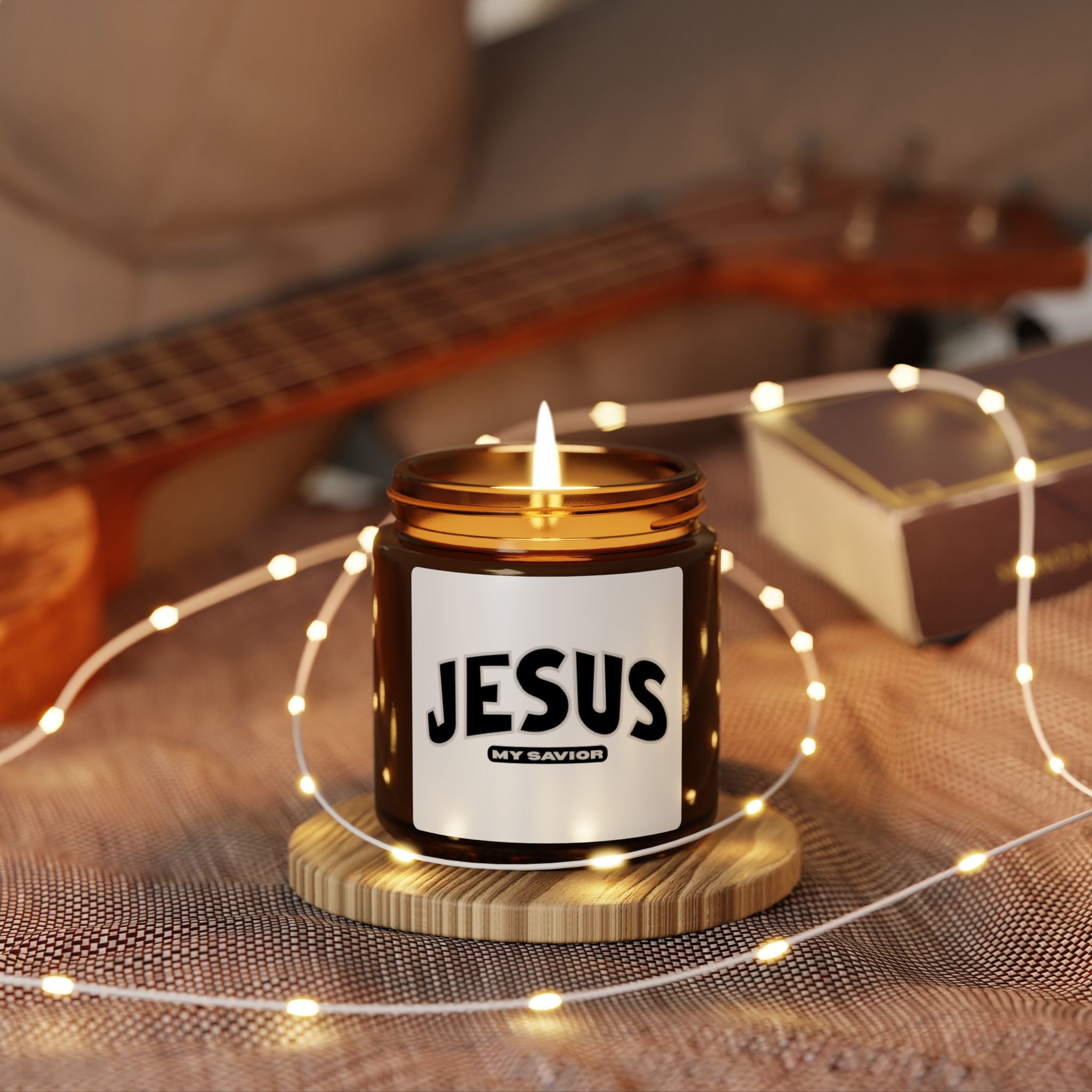 Jesus Scented Soy Candle (Multi-Size, Amber Jar)